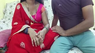Sizzling Bengali MILF in crimson saree seduces her devar for a steamy affair