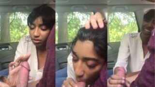Tamil babe gives sloppy car head to her white boyfriend in leaked MMS