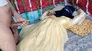 Desi bride in yellow gets her pussy stretched by a massive Indian cock in hardcore fucking