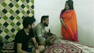 Malkin Aunty’s Wild Ride: Two Young Studs Give Her a Hindi Moaning Threesome