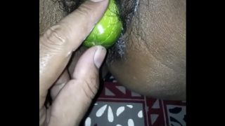 Desi housewife devouring a thick, juicy cucumber