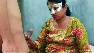 Desi bhabhi getting pounded hard from behind, her tight pussy moaning in Hindi