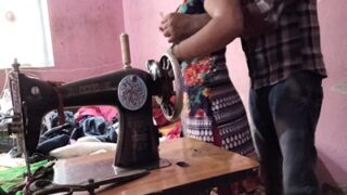 Dirty tailor fucks a big-titted bhabhi right in his shop