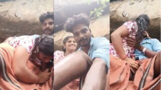 Wild outdoor blowjob: Tamil girl deepthroats her lover’s cock in public