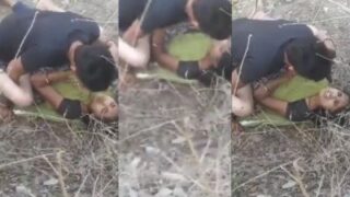 Girl gets fucked outside while her friends watch her get off