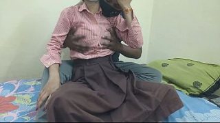 Indian college student gets fucked by boyfriend in room, dirty hindi sex