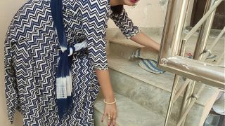Hot maid gets fucked rough till she cums, Hindi moans dirty