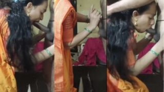 Madurai lady sucks her brother-in-law’s Tamil cock, moaning like a whore.
