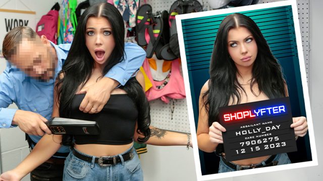 Watch that hot little thief get caught red-handed trying to sneak out with a fresh pair of kicks—her tight body and guilty smile make the interrogation way more fun.