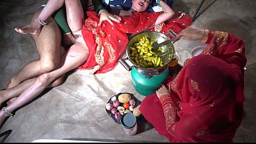 Indian step mom fucking in kitchen with dirty Hindi talk, horny desi action