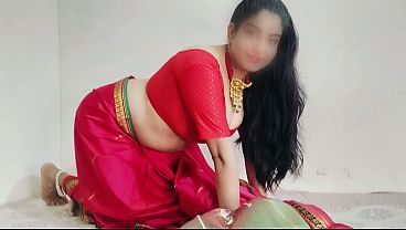 Hot Indian Bhabhi with Big Boobs Getting Fucked in a Red Sari, Desi Hindi Moans