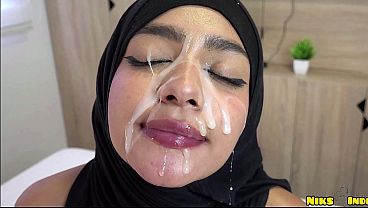 Muslim Hijaabi teen gets wrecked hard and left dripping with cum.